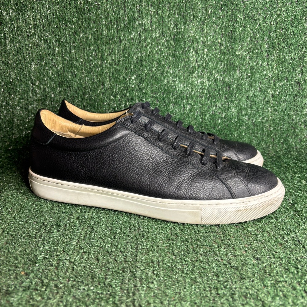 Suitsupply Low Top Pebbled Leather Preppy Minimalist Sneakers Black Mens Size 11